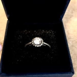 Halo Engagement Ring & Band Set